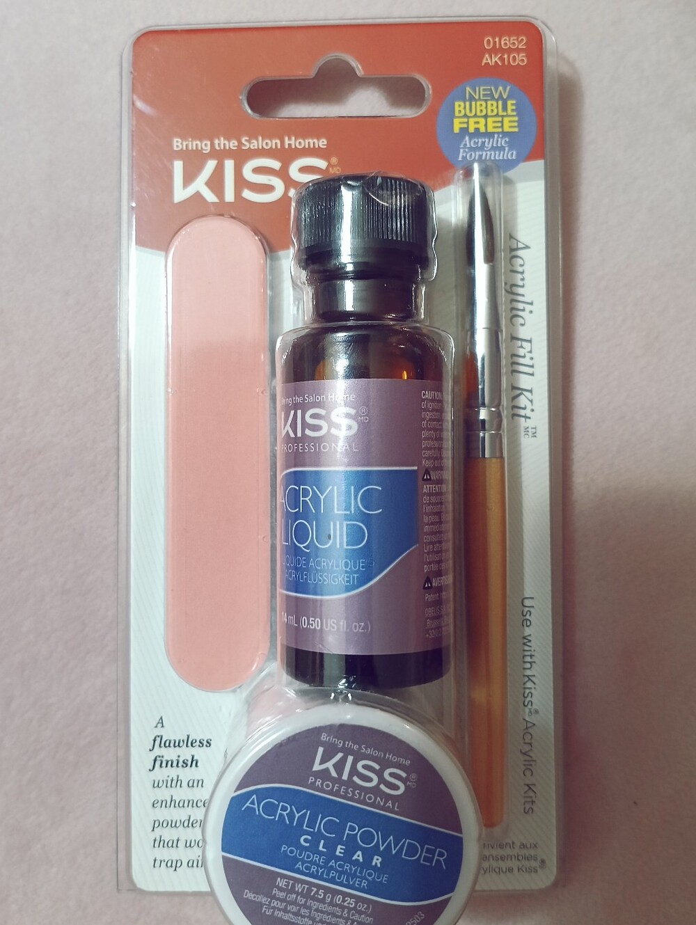 KISS Acrylic Fill Kit with Brush and‎ File - Pink Accents